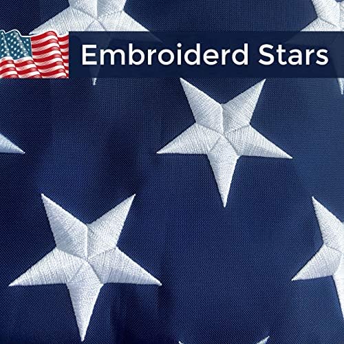 Aria Amerikai Zászló 8x12 FT Kültéri Zászló - Hímzett Csillagok, Varrott Csíkok, Sárgaréz Fiatalok Élénk Színű Kültéri Beltéri