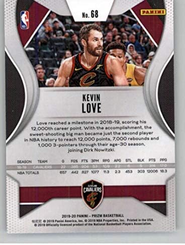 2019-20 Panini Prizm 68 Kevin Love Cleveland Cavaliers NBA Kosárlabda Trading Card