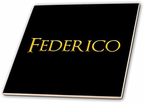 3dRose Federico közös kisfiú neve az USA-ban. Sárga, fekete amulettel - Csempe (ct_351388_1)