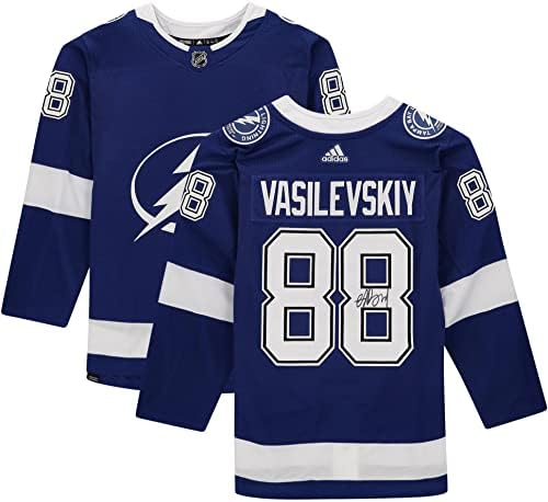 Andrej Vasilevskiy Tampa Bay Lightning Dedikált Kék Adidas Hiteles Jersey - Dedikált NHL-Mezek