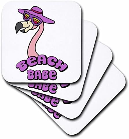 3dRose Aranyos, Vicces Flamingó Napszemüveg Beach Babe Nyaralás Rajzfilm - Alátétek (CST_356364_3)