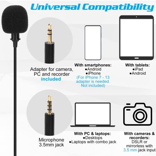 Professzionális Csíptetős Hajtóka Mikrofon Xiaomi Poco M3 Kompatibilis az iPhone Telefon vagy a Kamera Blogolás Vlogging