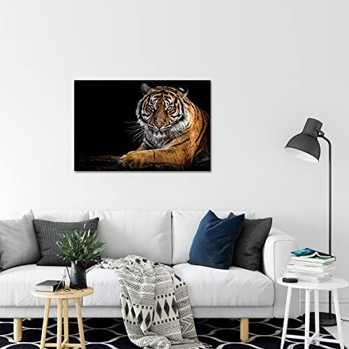 TiuAuiT Vadállat Vászon Wall Art Tigris Kép Nyomtatása a Sötét Háttérben Egy Kegyetlenséggel Királyi Bengáli Tigris Kép Bekeretezett