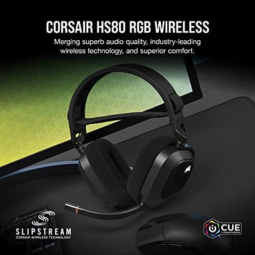 Corsair HS80 RGB Vezeték nélküli Prémium Gaming Headset Térbeli Audio - Működik a Mac, PC, PS5, PS4 - Szén & MM700 RGB Kiterjesztett