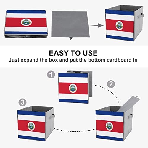 Costa Rica Zászló Összecsukható Anyag Tároló Kocka Box 11 Inch Összecsukható Tárolók fogantyúval