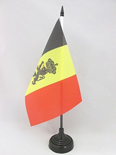 AZ Belgium ZÁSZLÓ címer Táblázat Zászló 5 x 8 - Belga-val Oroszlán Asztal Zászló 21 x 14 cm - es, Fekete Műanyag pálca, Bázis