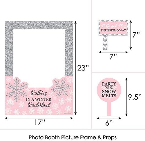 Nagy Dot a Boldogság Rózsaszín Téli Csodaország - Ünnep Hópehely Születésnapi Party, vagy Baby Shower Fotó Képkeret, valamint