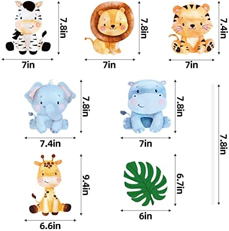 28 Darab Baby Shower asztali díszek Asztal Dekoráció Safari Dzsungel Állat Botok Topper Téma Gyerekeknek Baba Zuhany, vagy