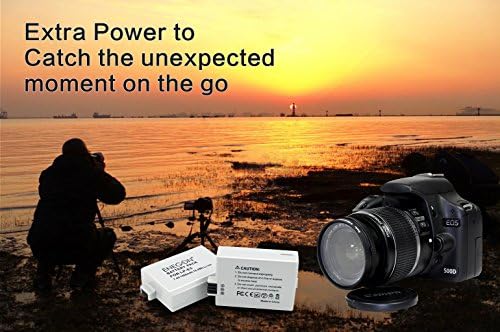 LP-E5 ENEGON Csere Akkumulátor (2 Csomag), valamint a Gyors Kettős Töltő Canon LP-E5 Canon EOS Rebel XS, Rebel T1i, Rebel