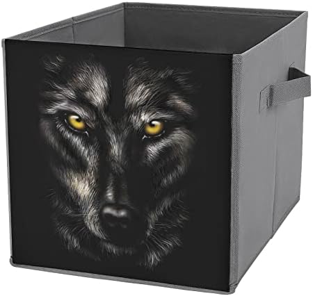 Nudquio Fekete Farkas Összecsukható Tárolók Összecsukható Doboz Szövet Kocka Egyszerű a Szervező Kezeli az Otthoni Hálószoba
