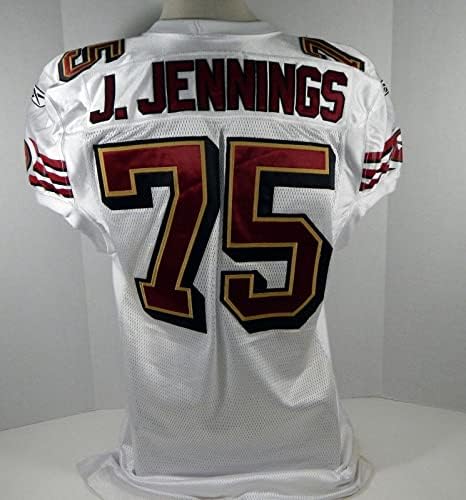 2008-ban a San Francisco 49ers Jonas Jennings 75 Játék Kiadott Fehér Jersey DP08183 - Aláíratlan NFL Játék Használt Mezek