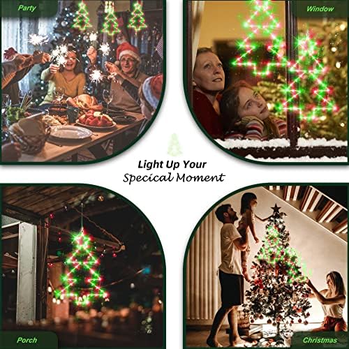 Heceltt Karácsonyi Ablak Fények, 3 Csomag elemes 60LED karácsonyfa Fény 8 Mód Időzítő Tündér Lógó Lámpa, Kültéri Vízálló