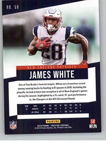 2019 Panini Prestige 50 James White a New England Patriots az NFL Labdarúgó-Trading Card