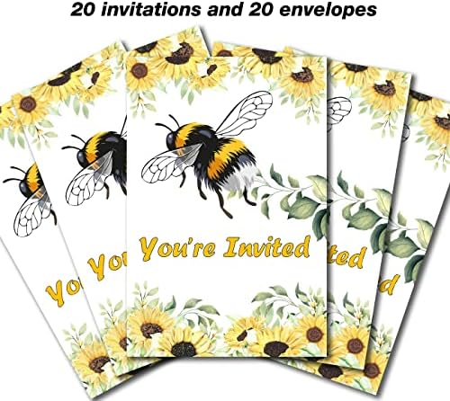 Méh Témájú Baba Zuhany Meghívókat Töltse ki-A Készlet 20 Borítékok Méh Fél Felkéri Kártyák Szülinapi Parti Kellékek Dekoráció,Kétoldalas