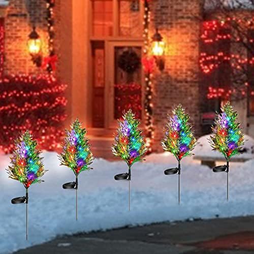 2 Csomag Napelemes Kerti Lámpák, karácsonyfa Díszítő Világítás, Napelemes Utcai Világítás, Vízálló Solar Kültéri Fa Neon