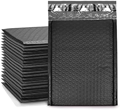 PackageZoom Buborék Leveleket 4x8 Colos Fekete 50 Pack Buborék, Levelező, Egyéni Pecsét Buborékos Boríték, Csomagolás Vállalkozások
