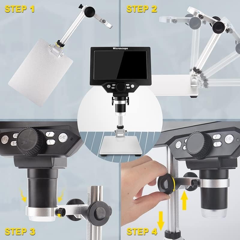 Mikroszkóp Kiegészítők Készlet Felnőttek G1200 12MP 1-1200X/600X Digitális Elektronikus Videó Mikroszkóp 7/4.3 Inch Mikroszkóp