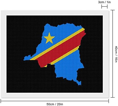 Kongó Zászló Térkép Gyémánt Festmény Készletek 5D DIY Teljes Gyakorlat Strasszos Művészeti Fali Dekor, hogy a Felnőttek 16x20