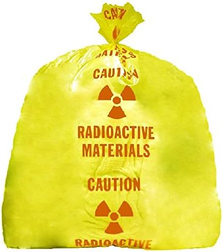 RPI, nagy teherbírású Radioaktív Hulladék Poli Táska, 24 x 36 Cm, 3 millió Vastagság esetén 25 Áttetsző Sárga Zsákok, Előre