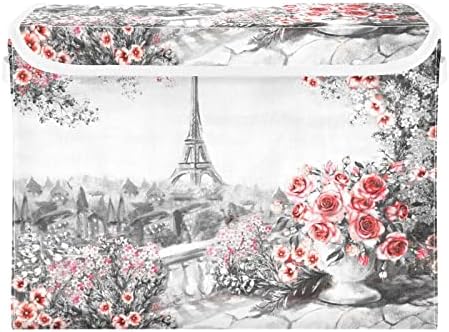 Krafig Akvarell Art Paris Összecsukható Tároló Doboz Nagy Kocka Szervező Ládákat Kosarak Konténerek szemhéjakkal Kezeli a