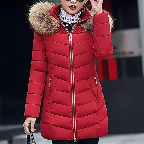 RMXEi Női Divat Közepes Hosszúságú Modell Vékony Pamut Kabát Nagy Haja Le Pamut Kabát