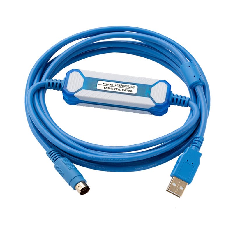 Alkalmazható TSXPCX3030-C PLC Programozási Kábel Feltöltés Letöltés adatkábel Kék, Arany, Aranyozott, 3m