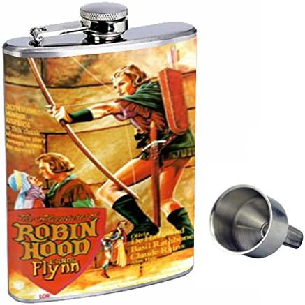 Robin Hood Errol Flynn A Tökéletesség Stílus 8oz Rozsdamentes Acél Whiskey Lombikot Ingyenes Tölcsér D-465